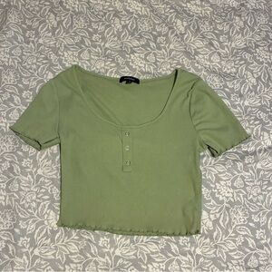 Ambiance Sage Green Ribbed Crop Top